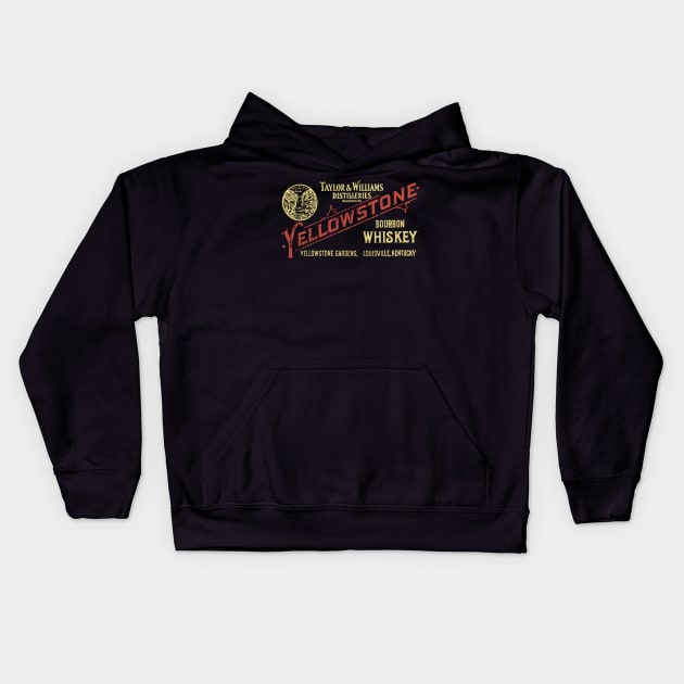 Yellowstone Bourbon Whiskey, distressed Kids Hoodie by hauntedjack